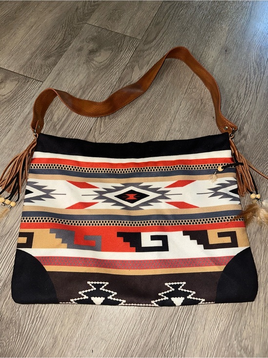 None Handbags - Aztec Feather Tassel Western Crossbody Bag Purse